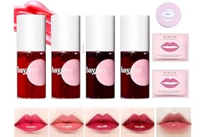 SUNJING Mini Rouge à LèVres Gloss 4 Couleurs Brillant Glosse Lip Kit Liquide Teinte Tint Korean Naturel Femme Pour Les Teinture Formule Hydratante Joues Et Yeux Longue Tenue Stain Blush Jelly Fille
