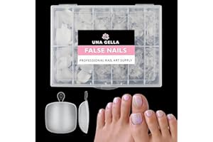 UNA GELLA Quadrat Fußnägel zum Aufkleben 216 Stück 12 Größen Matte Kurze Quadratische Fussnägel zum Kleben Künstliche Fußnägel Tips Falsche Soft Gel Toenails Set Matte Für DIY Nagelstudio