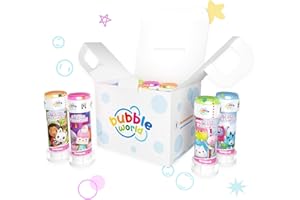 Bubble World - GABBY'S Party Pack - 12 flacons de Bulles - 60 ML - Tubes Unicolore et souffleur intégré - Parfait pour Les fêtes d'anniversaire pour Votre Enfant et Vos Amis - Fabriqué en Italie