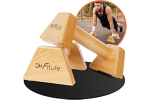 ‎DH FITLIFE DH FitLife Drewniane Uchwyty do Pompek – 2x Antypoślizgowe Uchwyty Ochronne na Stawy | Paraletki | Poręcze do Pompek | Push-Up Bars | Sprzęt do Kalisteniki | Do Użytku Wewnętrznego i Zewnętrznego