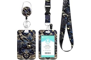 DUOUPA Porta Tarjetas Identificativas, Lanyard con ID Card Badges, Porta Tarjetas con llavero extensible para mujeres, profesores, enfermeras, doctor, estudiante（Azul clásico）