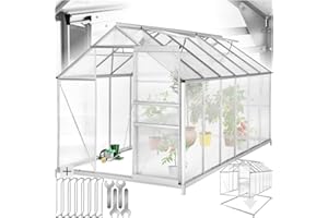 tectake® Aluminium Greenhouse, 375 x 185 x 195 cm, Greenhouse, Tomato House, Cold Frame, Plant House, UV Resistant, 4 mm Plate, Sliding Door & Skylight, Protects Against Cold, Rain and Frost - with