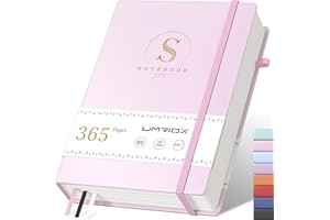 Umriox Notebook B5 Lined, Hardcover Leather Journal, Thick 365 Pages 100 gsm Paper with 1 Inner Pocket, Diary Notepad for Women and Men in the Office, School, 17.8 x 25.5 cm, Pink