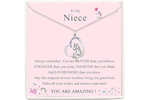 JOPLY Silver Necklace for Girls - Silver Unicorn Jewellery Gifts Necklace for Girls Daughter from Mum | Hypoallergenic Cubic Zirconia Heart Necklace for Granddaughter Niece Birthday Christmas