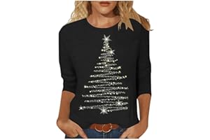 GENERISCH Oberteil Unterdamen Sportlich Grosse Grössen 4572 Ärmel Tshirt Stil Xmas Print Soft T Shirt Damenen V Neck