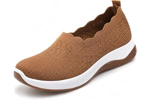 JEELINBORE Ortopediska skor för dam, sommar, slip-on, andningsbara och lätta sneakers, bekväma promenadskor med halkfri sula för daglig användning