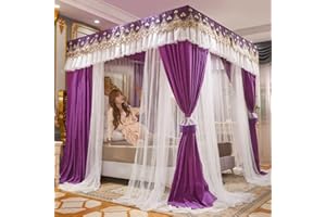 YXZN Bettvorhang Himmelbett Himmelbett Doppelschicht Prinzessin Vorhänge Baldachin für Mädchen Einzel-/Kingsize-Bett mit Rahmen