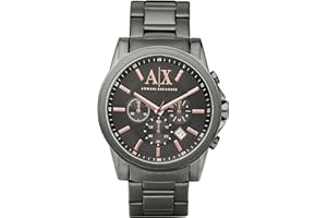 Armani Exchange Reloj para Hombre, Movimiento cronógrafo de Cuarzo y Caja de 45 mm con Correa de Acero Inoxidable