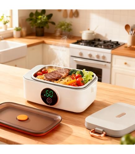 Boîte Repas électrique Auto-chauffante - 14 000 MAh - 1 L Acier Inox - Sans Fil - Pour Bureau, Pique-nique