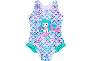 YYDSXK Dziewczęcy strój kąpielowy, syrenka dziewczęce stroje kąpielowe z falbankami, basen, wakacje na plaży, trening pływania, drukowana syrenka jednoczęściowy strój kąpielowy dla dzieci w wieku 3-7