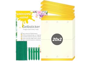 Blooven Gelbsticker 40 Stück, Trauermücken bekämpfen, Gelbtafeln Trauermücken gegen kleine fliegen in Blumenerde
