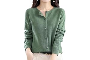 JEEEUN Women's Cashmere Cardigan Sweater, Cashmere Button Front Long Sleeve Cardigan Soft Warm Knit Elastic Jumpers
