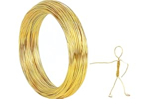 LIERFIS 1mm x 30m Filo Alluminio, Filo di Ferro Modellabile Filo Metallico per Bigiotteria, Flessibile Filo per DIY, Scultura, Armatura, Gioielli, Modellismo (Oro, 1mm*30m)