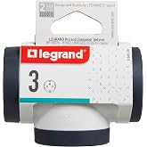 LEGRAND 2P+T Adapters, 3 Side Sockets/Power Sockets, Plug Thief, White/Dark Grey 694520 | Adaptadores 2P+T, 3 tomas de enchuf