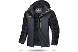 TACVASEN Men's Waterproof Hiking Fleece Jacket Warm Outdoor Skiing Ice Skating Hoodie