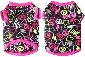 Idepet Pet Dog Cat Clothes Graffiti Style Soft Fleece Sweater Shirt Coat para Perros pequeños Puppy Teddy Chihuahua Poodle Boys Girls (L, Negro)