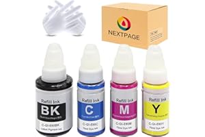 NEXTPAGE GI-590 GI590 tusz kompatybilny z Canon GI-590 do Canon PIXMA G1500 G1501 G1510 G2500 G2501 G2510 G3500 G3501 G3510 G4500 G4510 G44510 511 (4 opakowania, czarny, cyjan, magenta, żółty)