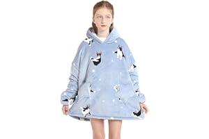 Ruiuzioong Sudaderacon Capucha de Gran tamaño para y niñas, Manta con Capucha de Gran tamaño,súper Suave y cálido Forro Polar Sudadera con Capucha
