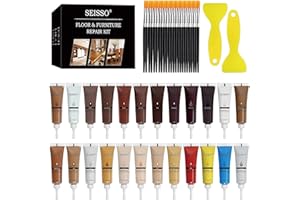 SEISSO 24 Stücke Möbel Reparatur Set, Holzmöbel Reparaturlacke für Möbel Kratzer, Flecken, Holzböden, Furnier und Laminat, Schreibtische, Holz Reparatur Set