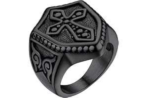 PROSTEEL Mężczyźni Rycerze Templariusze Krzyż Pierścień Krzyżowiec Jerozolima Pierścionki, możliwość grawerowania, stal nierdzewna/pozłacane/czarne pudełko prezentowe