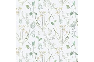 Timeet Tapeta samoprzylepna z motywem roślin i kwiatów, 41 x 300 cm, samoprzylepny tył, folia winylowa, mały świeży wzór, pokrycie ścienne, folia dekoracyjna, papier kontaktowy do sypialni, salonu