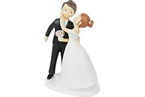 Mopec Y971 – Figurine pour gâteau, Couple de mariés s'embrassant, 21 cm, Blanc cassé