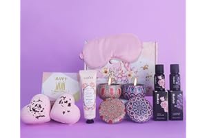 DORBOKER Birthday Gifts for Women, Unique Happy Birthday Pamper Hampers Set, Rose & Lavender SPA Bath Set Gift, Birthday Presents Basket Birthday Box Gifts Ideas for Mum Best Friend Sister Daughter