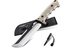 SMITH CHU Outdoor Couteau de survie en acier D2 avec fourreau Full Tang Couteau de chasse Lame fixe Couteau Bushcraft tranchant Cadeau pour hommes