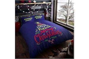 GC GAVENO CAVAILIA Christmas Tree Double Size Duvet Cover with Pillowcases For Xmas Gift - Trees Wishes Xmas Bedding for Boys & Girls Holidays Festive - Multi