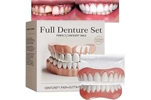 ETILKU False Teeth Set Full Dentures,Silicone Reline Denture Set,Temporary Dentures Complete Mouth Solution,Comfortable and Lightweight,Easy to Apply,Long-Lasting Hold,Material Safety,Elaborate Design