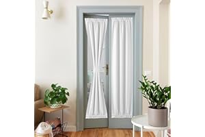 NICETOWN Türvorhang aus Kunstleinen, Verdunkelungsvorhänge, wärmeisoliert, Seitenlicht, Sichtschutzpaneele für Fenster/Wohnzimmer/Türen (63 x 183 cm, 1 Panel, Grauweiß)