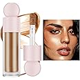 Liquid Highlighter Natural Glow For Face & Body, Waterproof Moisturizing Highlighter Makeup For Long Lasting Shimmer, Contour Liquid Luminizer Easy to Use with Cushion Applicator (#4 Candlelight)