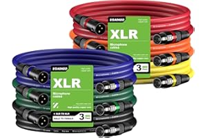 aokeo XLR-Kabel, XLR-Stecker auf Buchse, 3-polig, symmetrisches Mikrofonkabel für Studio-Recorder, Mikrofon, Mischpult, Lautsprechersystem, Phantomspeisung (1 m), 6 Stück