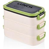 Promosyonca 3 Katlı Taşınabilir Yemek Kabı, Bento Lunch Box, Diyet Beslenme Kutusu, &Ccedil;atal Kaşık Dahil, BPA İ&ccedil;ermez 19 x 16,5 