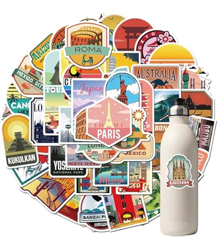 HobbyFun Reise-Aufkleber Set - Bunte Bastelsticker 13x18 Cm | Ideal Für Reisetagebücher & Kreativprojekte