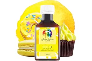 ‎AMOR LABOUR AMOR LABOUR Professional Lebensmittelfarbe GELB 30ml | Zum Färben von Teig, Dessert, Muffin, Macaron und alle anderen Lebensmittel