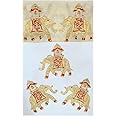 R N Creation Applique Patch (4, Gold, Multicolor) Moti Hathi Peche 4 PIS