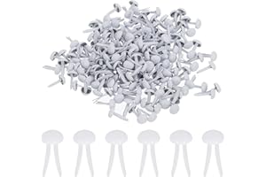 PATIKIL 200 Stück Musterbeutelklammern 5 x 9 mm Mini Brads Metall Rundkopfklammern Briefklammern Musterklammern Scrapbooking für Kunst Basteln Handwerk DIY-Projekte PapierWeiß