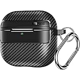 EWEC AirPods 4. Nesil Uyumlu Karbon Fiber Hybrid Polymer Technology Premium Kulaklık Kılıfı (Siyah)