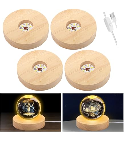 PATIKIL LED-Lichtsockel Aus Holz – Mit Dimmer Für Kristall-Kunst & Deko