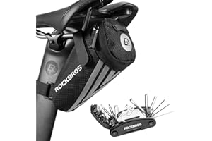 ROCKBROS Bolsa Sillín + 16 en 1 Multiherramienta Mini Bolsa de Asiento Con Herramientas de Reparación Multifuncional Para Bicicleta MTB Carretera