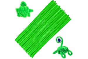 Thinp 100 Pièces Chenille Pipe Cleaners Vert Chenille Pipe Cleaners pour Artisanat Cure-Pipe Chenille Fil Tuyau Fil Artisanat Fournitures, pour Bricolage Artisanat Décoration