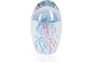 EUSTUMA Statuetta di meduse in vetro soffiato a mano,Fermacarte in vetro, ornamento di animali marini per acquario, collezione di animali marini per regalo di compleanno,