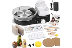 INSNUG Pottery Wheel for Adults - Complete Pottery Tools Kit for Beginners, 6" Turntable Two-Way Rotation Adjustable Speed, 2.2 lbs. Air Dry Clay, Mini Clay Making Pottery Wheel with Storage Design
