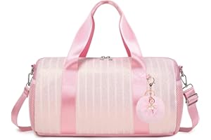 Kimwadalh Sporttasche Kinder Mädchen Ballet Tanztasche Kleine Reisetasche Gymnastiktasche mit Wasserdichter,Glitzer Streifen