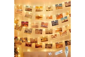 ‎LITOGO litogo 12M 120LED Fotoclips Lichterkette, USB, für Zimmer Deko Fotos Wand mit 60 Klammern Bilder für Wohnzimmer, Weihnachten, Hochzeiten, Party Warmweiß