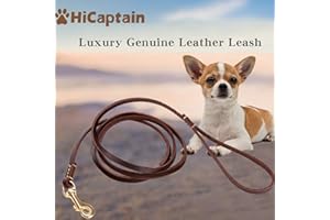HiCaptain - Guinzaglio per cani in pelle sottile e gatti di piccola taglia fino a 15 – 30 libbre, Guinzaglio cane da 1/3 inch Wide, 6 Feet