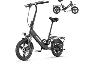 HILLMILES MTB HillMiles Mile 1 Bici Elettrica, 36V 10.4AH Batteria, 14'*2.0' Pneumatico, 25km/h velocità e 40-65km gamma E-bike per pendolari urbani, IP65 impermeabile