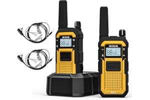 Retevis RB648 Talkie Walkie Imperméable, Talkies-Walkies Robustes, Triple Preuve Avancée, IP67 VOX Double PTT, 2000mAh Radio Bidirectionnelle avec Ecouteur pour Chantier de Construction (2 Pcs, Jaune)
