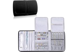 Teamoy Gioielli Rotolo, Velluto Rotolo Portagioie, Organizzatore Portagioie per i Bracciali, Collane, Orecchini e Altro Ancora, Nero - Velluto